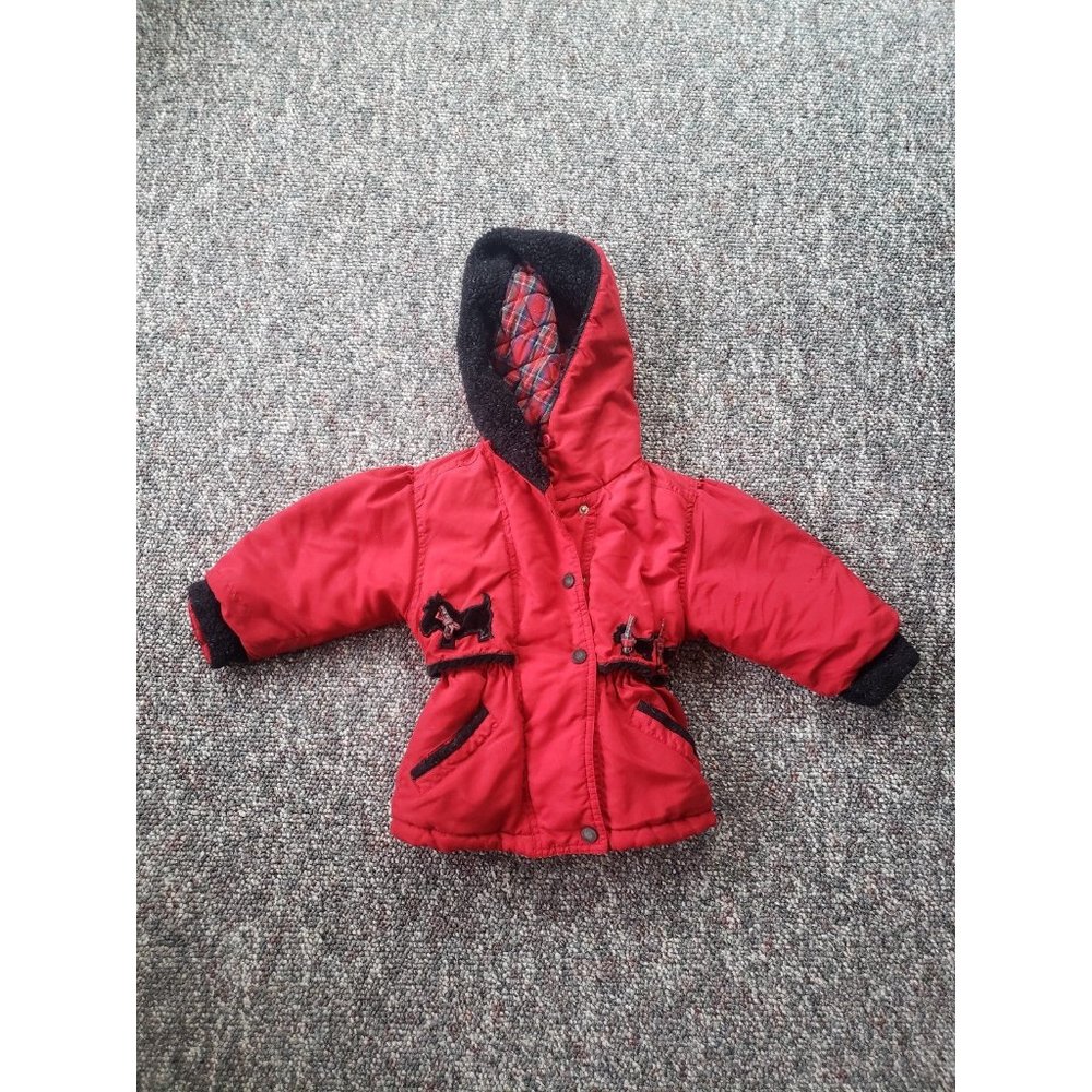 90s Toddler‎ Red Scottie Winter Coat